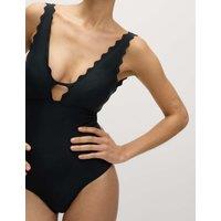 Neoprene Scallop Plunge Swimsuit