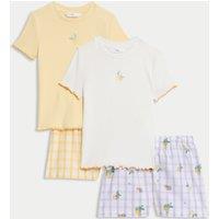 2pk Cotton Rich Lemon Short Pyjama Sets (1-16 Yrs)