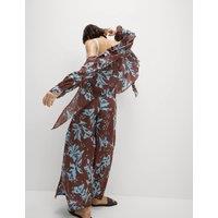 Pure Cotton Floral Elasticated Waist Wide Leg Trousers