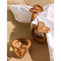 Set of 4 Rattan Heart Napkin Rings