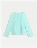 M&S Plisse Blouse Light Aqua