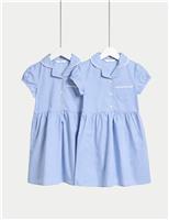 2 Pack Girls Cotton Rich School Dresses (2-14 Yrs)