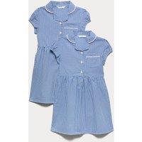 M&S 2 Pack Girls' Cotton Rich School Dresses (2-14 Yrs) Royal Blue