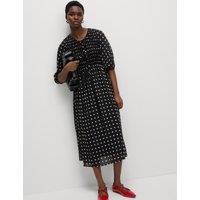 Printed Tie Front Midaxi Shirred Dress