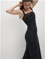 Linen Rich Square Neck Midi Shift Dress