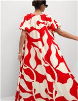 Linen Rich Printed Midi Swing Dress