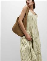 Linen Rich Tie Shoulder Midi Swing Dress