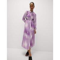 Satin Ombre Textured Midaxi Shirt Dress
