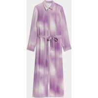 Satin Ombre Textured Midaxi Shirt Dress