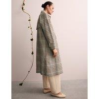 Pure Cotton Checked Collared Car Coat