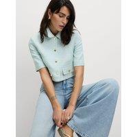 Cotton Rich Striped Short Jacket