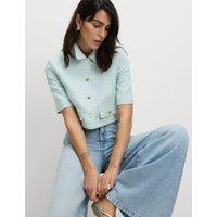 Cotton Rich Striped Short Jacket