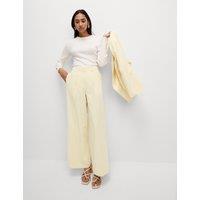 Woven Pleat Front Wide Leg Trousers