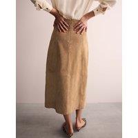 Suede Midi Column Skirt