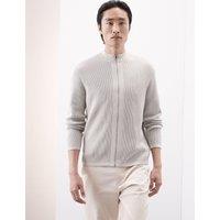 Mercerised Cotton Ribbed Knitted Jacket