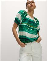 Linen Rich Printed Blouse