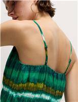 Linen Rich Strappy V Neck Swing Dress