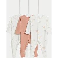3pk Pure Cotton Balloon & Cloud Sleepsuits (0-3 Yrs)
