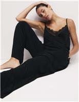 Lace Detail Wide Leg Pyjama Bottoms