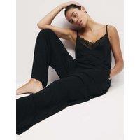 Lace Detail Wide Leg Pyjama Bottoms