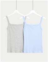 2pk Cool Comfort Ribbed Vest Tops