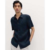 M&S Pure Linen Short Sleeve Shirt Navy