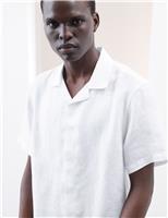 Pure Linen Herringbone Cuban Collar Shirt