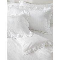 M&S Pure Cotton French Ruffle Embroidery Bedding Set White