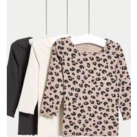 3pk Cotton Rich Animal Print & Plain Tops (0-3 Yrs)