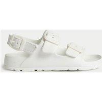 M&S Kids' Plain Buckle Footbed Sandals (4 Small - 2 Large) White