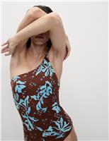 Printed Padded Strappy One Shoulder Swimsuit