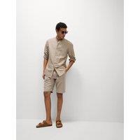 Regular Fit Cotton Linen Blend Chino Shorts