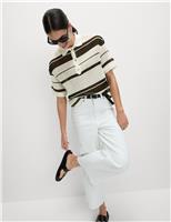 Cotton Rich Striped Textured Resort Top