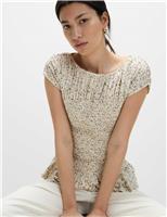 Pure Cotton Printed Shirred Top