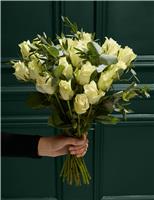 Festive White Rose & Eucalyptus Bouquet (Delivery from 26th November)