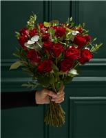 Festive Red Rose & Eucalyptus Bouquet (Delivery from 26th November)