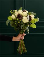 Festive White Rose Bouquet (Delivery from 26th November)