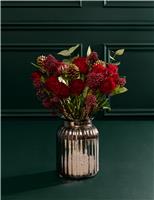 Red Rose & Skimmia in Vase (Delivery from 26th November)