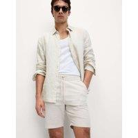 Cotton Linen Blend Elasticated Waist Shorts
