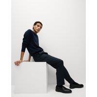 M&S Tailored Fit Stretch Smart Trousers Dark Navy