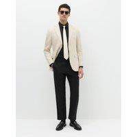 M&S Regular Fit Linen Blend Chinos Black