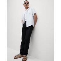 M&S Regular Fit Linen Blend Chinos Black