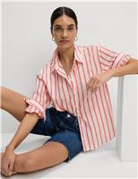 Pure Cotton Striped Collared Shirt