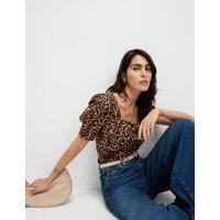 Pure Cotton Animal Print Slim Fit Top