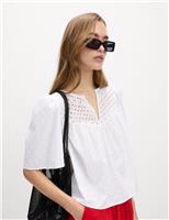 Pure Cotton Broderie Textured Blouse