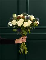 Festive White Rose & Hypericum Bouquet (Delivery from 26th November)