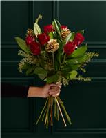 Red Rose & Pine Cone Bouquet (Delivery from 26th November)