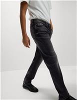 Straight Fit Vintage Wash Crosshatch Jeans