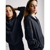 M&S Cotton Rich Plain Hoodie (6-16 Yrs) Navy