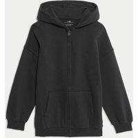 M&S Cotton Rich Plain Hoodie (6-16 Yrs) Black